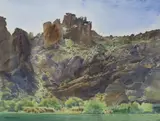 Merrill Mahaffey, Cliff Face, watercolor painting on paper
