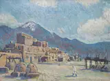 William Joseph Rakocy, Pueblo at Taos, N.M., oil on board