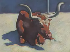 Howard Post, Longhorn, pastel drawing on paper