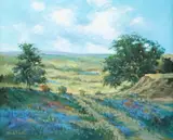 Hardy Martin, Bluebonnets, Shaded Tree, oil on canvas