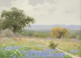 Porfirio Salinas, Hill Country Landscape with Bluebonnets and Live Oak