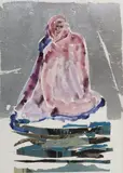Kelly Fearing, The Sage, watercolor painting on paper with collage and silver leaf