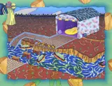 Bradley R. Petersen, Three Boats Docked, acrylic painting on paper