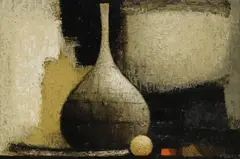 Ramon Prats, Still Life with Vase, oil on masonite