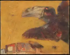 Luis Eades, Dark Bird Over Fiskville, oil on canvas