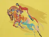 Show Jumper by LeRoy Neiman, serigraph (screenprint) on paper, sold Sep 2023