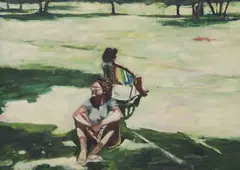 Malou Flato, Seated Figures, oil on canvas