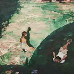 Malou Flato, Figures in a Field, oil on canvas