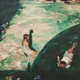 Malou Flato, Figures in a Field, oil on canvas