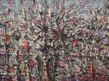 Everett Spruce, Abstract Trees, acrylic on board