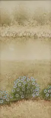 David Brownlow, Blue Flowers, mixed media painting on board