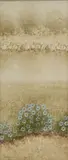 David Brownlow, Blue Flowers, mixed media painting on board