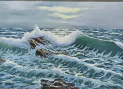 A. De Benedetti, Crashing Ocean Wave, oil on canvas