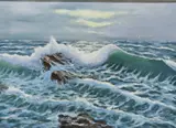 A. De Benedetti, Crashing Ocean Wave, oil on canvas