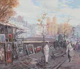 "George" Omar Hamdi Malva, Paris Artist, Large framed oil on canvas