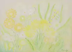 McKay, Daisies and Mushrooms, acrylic on canvas