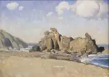 Eric Bowman, Coastal Monument, oil on board