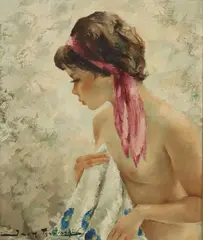Igor Talwiński, Seated Female Nude, oil on canvas