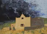 Herriott, Adobe Mission Church, oil on Masonite