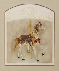Lois Carlisle, Carousel Rose King Horse, embossed etching on paper