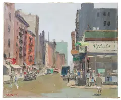 Peter Hayward, New York Street Corner, oil on stretched canvas