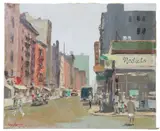 Peter Hayward, New York Street Corner, oil on stretched canvas