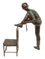 Villarreal, Ballerina with Chair, Patinated bronze sculpture