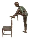 Villarreal, Ballerina with Chair, Patinated bronze sculpture