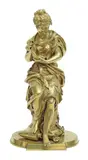 Émile Bruchon, Young Woman Holding a Bird's Nest, Gilt bronze sculpture