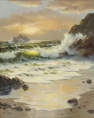 Seascape by Robert Wee, oil on canvas, offered Jun 2022