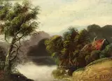 Charles Greville Morris, Landscape with Cottage, oil on board