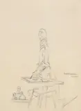 Atelier a la Sellette (Lust 71) by Alberto Giacometti, c.1964, etching on paper, offered Jun 2022