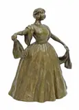 Friedrich Gornik, Lady in the Crinoline, Patinated bronze sculpture