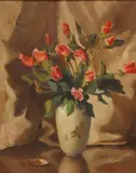 Antonio Federico Leonardi, Still Life with Vase of Roses, oil on canvas