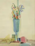 George Gordon Russell, Blue Poppies, oil on canvas