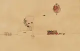 George Gordon Russell, Hot Air Balloon, ink and watercolor painting on paper