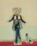George Gordon Russell, Figure with Dog, oil on canvas