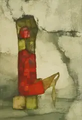 Abstract Figure by Paolo Rissone, mixed media, offered Jun 2022