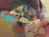 Lorraine Hayes, Abstract Composition, mixed media painting on paper