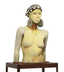 African Nouveau by Woodrow Nash, "African Nouveau" mixed media sculpture, offered Jun 2022