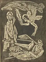 Resurrection of Christ by John H. Davis, woodblock print on paper, offered Jun 2022