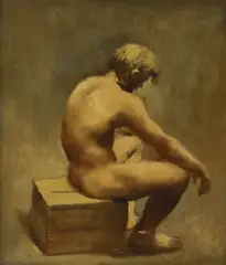 Seated Boy by Walter Stuempfig, oil on canvas, offered Jun 2022