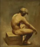 Walter Stuempfig, Seated Boy, oil on canvas