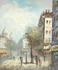 Caroline C. Burnett, Parisian Street Scene, oil on canvas