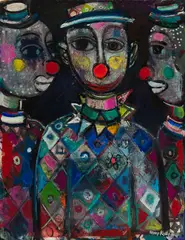 Henry Kallem, Clowns, Oil on masonite