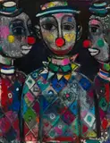 Henry Kallem, Clowns, Oil on masonite