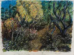 Jon Imber, Wooded Path, 1987, Oil pastel on paper