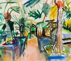 Jason Berger, Tropical Scene, Watercolor on paper