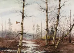 David Hagerbaumer, Forest Scene, Watercolor on paper