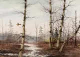 David Hagerbaumer, Forest Scene, Watercolor on paper